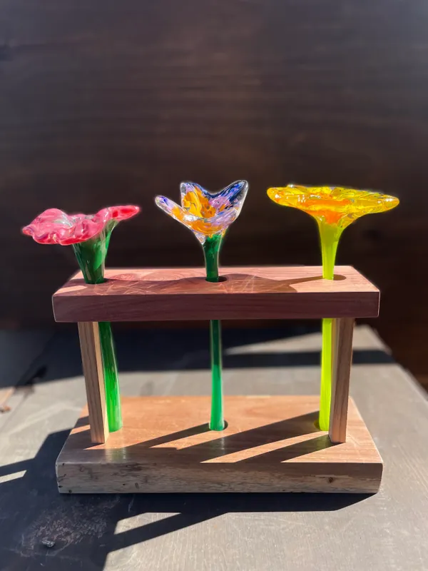 Make Your Own Glass Flowers & Wooden Vase - Liberty Arts and Bull City Woodshop Collaboration