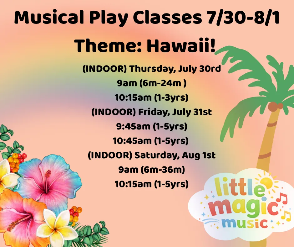 (Ages 1-3yrs) THURS 10:15am INDOOR Musical Play Class