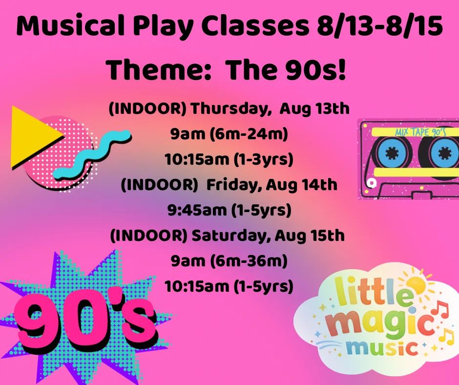 (Ages 1-5yrs) SAT 10:15am INDOOR Musical Play Class