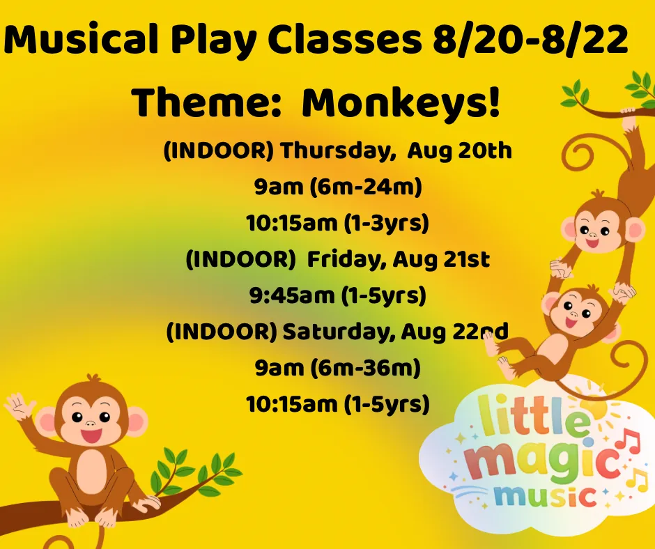 (Ages 1-5yrs) FRI 9:45am INDOOR Musical Play Class