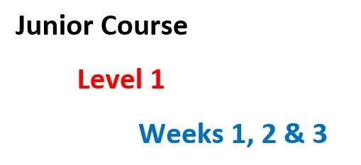Level 1 Start Sailing. Weeks 1, 2 & 3.