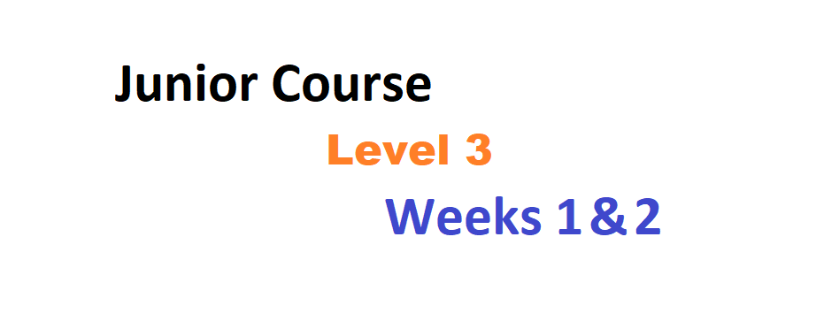 Level 3 Improving Skills. Weeks 1 and 2.