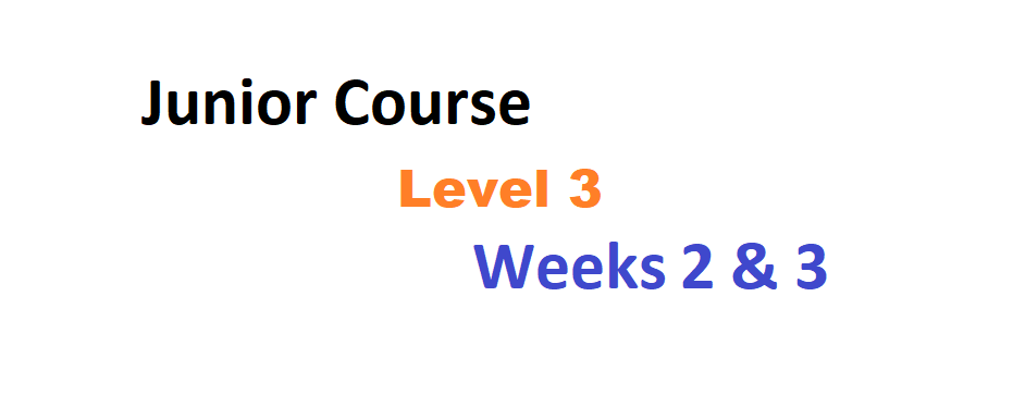 Level 3 Improving Skills. Weeks 2 and 3.