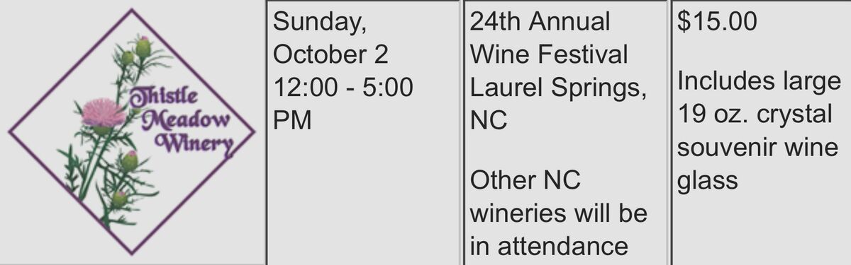 Thistle Meadow Winery Festival - Join Us!