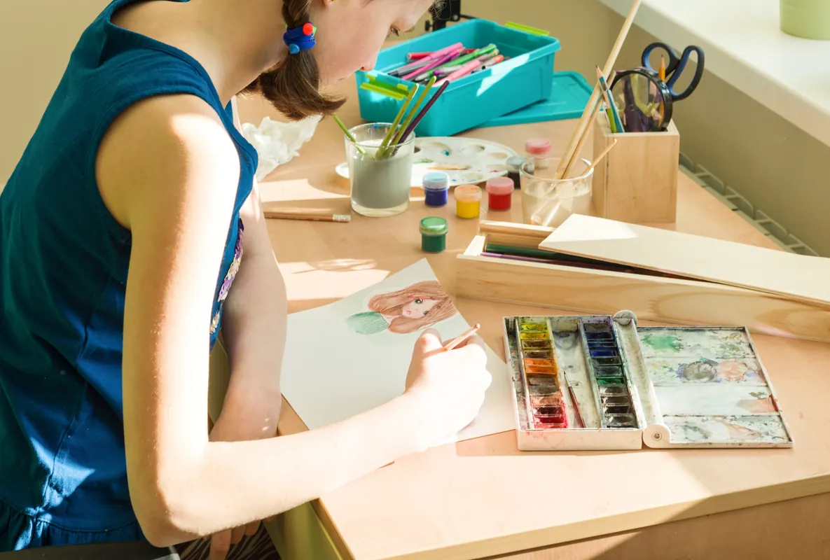 Children's Watercolor Class Winter/Valentine Themed Projects