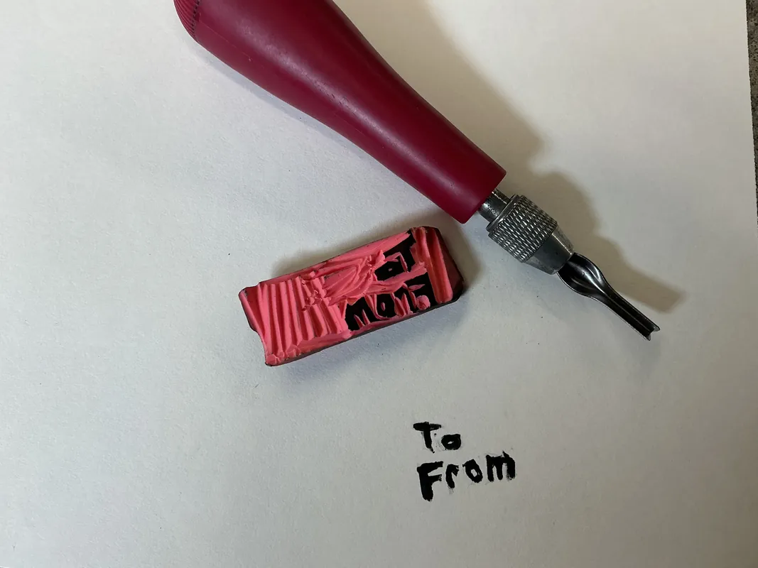3577 Block Printing with Pink Erasers