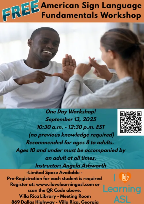 FREE Fundamentals ASL Workshop - Villa Rica Public Library - Villa Rica, Georgia