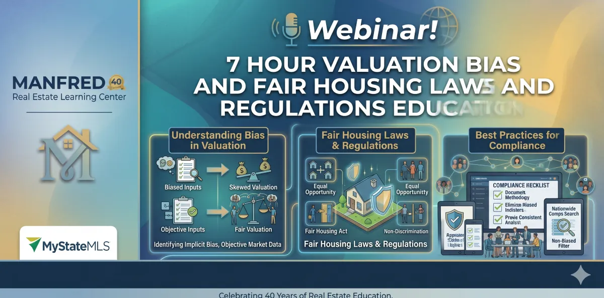 Webinar! 7 Hour Valuation Bias and Fair Housing Laws and Regulations Education