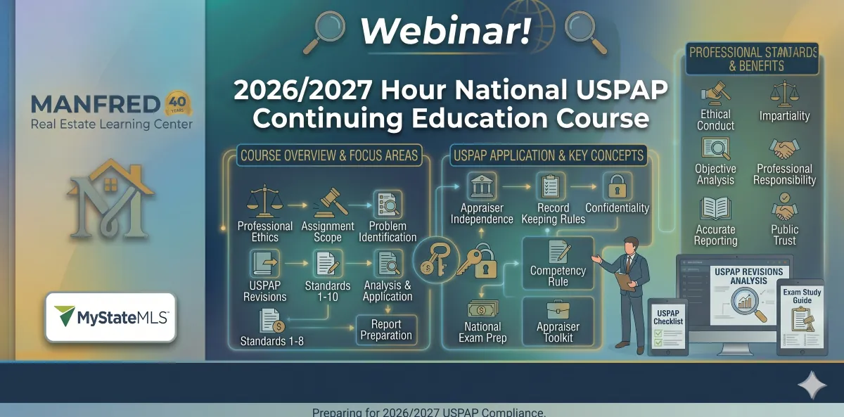 Webinar! 2026/2027 7 hour National USPAP Continuing Education Course