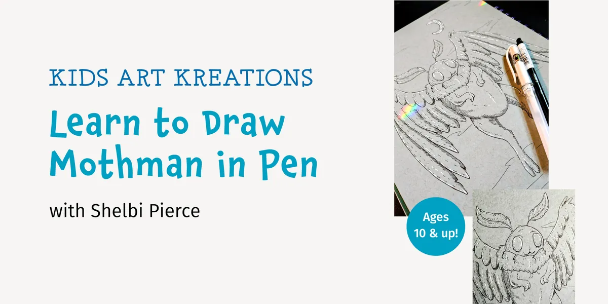Kids Art Kreations | Learn to Draw Mothman in Pen!