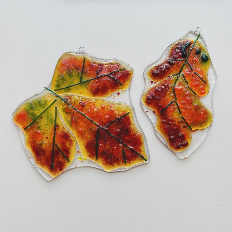 Fused Glass Autumn Leaf