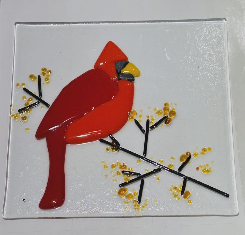 Fused Glass Cardinal Suncatcher