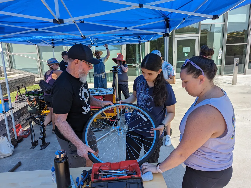 Mobile BIke Repair clinic at Move-A-Bull City
