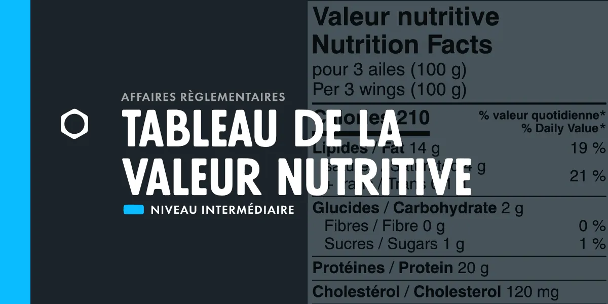 Tableau de la valeur nutritive – Canada