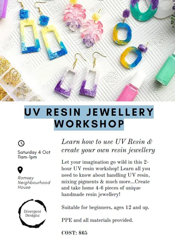 U v  Re s i n   J e w e l l e r y W o r k s h o p  4 Oct 2025 ( Sat 11am -1pm)