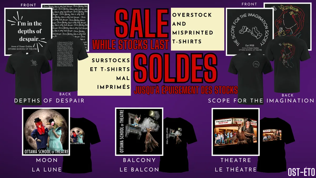 SALE - OVERSTOCK AND MISPRINTED T-SHIRTS - WHILE STOCKS LAST ** SOLDES - SURSTOCKS ET T-SHIRTS MAL IMPRIMÉS - JUSQU'À ÉPUISEMENT DES STOCKS