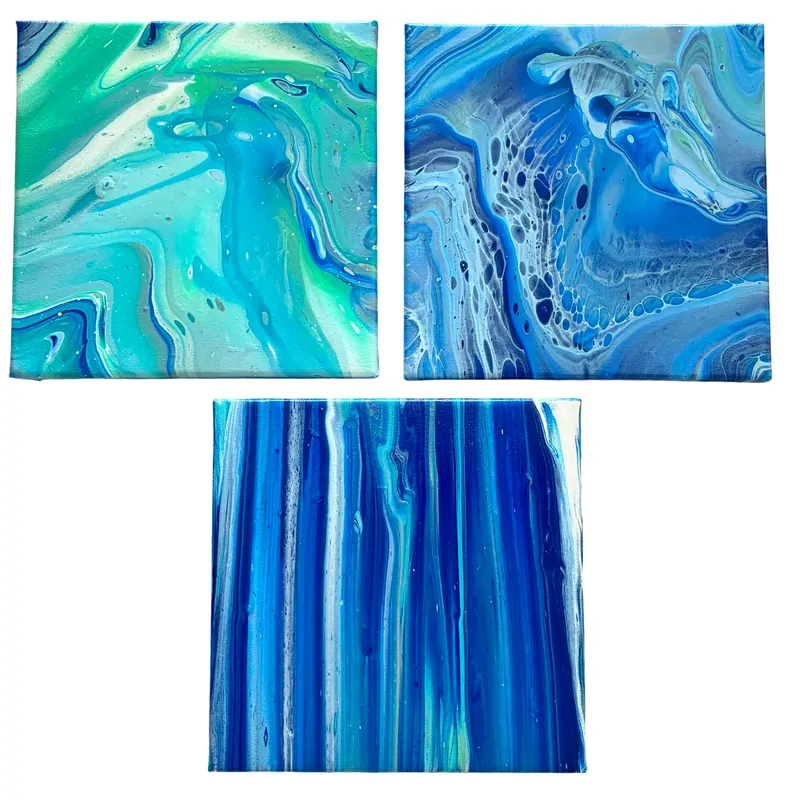 Acrylic Pour Tryptych