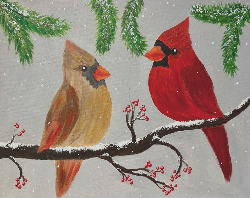 Emerson Parent's Painting Night Out - Cardinals in the Winter