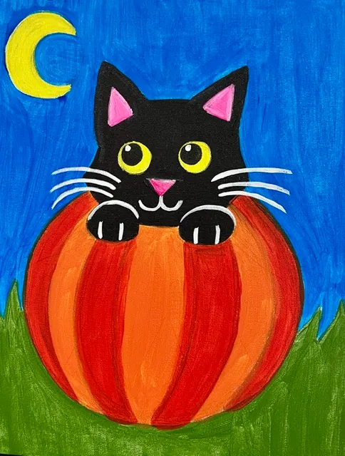 Pumpkin Purrfection!-  Painting pARTy for Kids