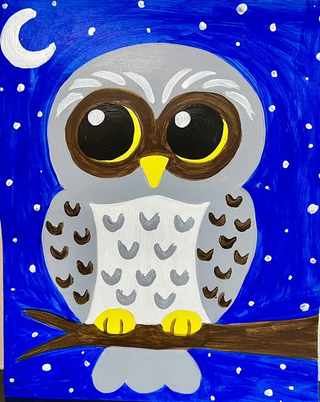 Snowy Owl in the Moonlight-  Painting pARTy for Kids
