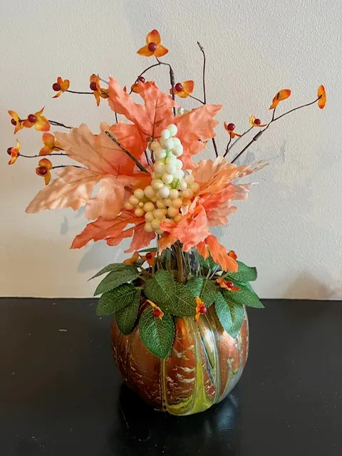 Acrylic Pour Pumpkin Vase
