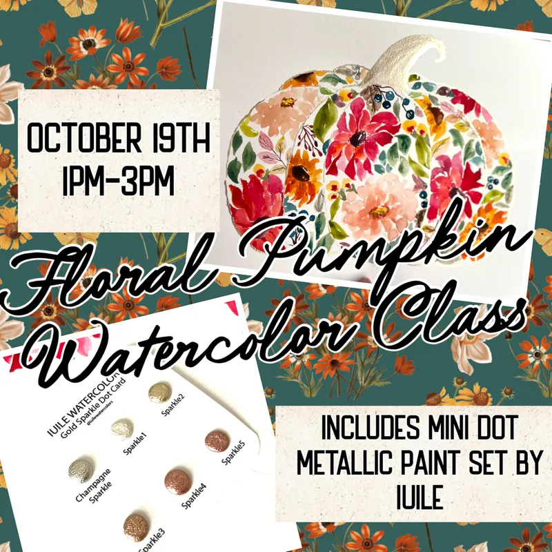 Watercolor workshop floral pumpkin Painting class