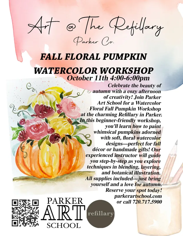 Art @ The Refillary ~ Watercolor Floral Pumpkin Painting Workshop