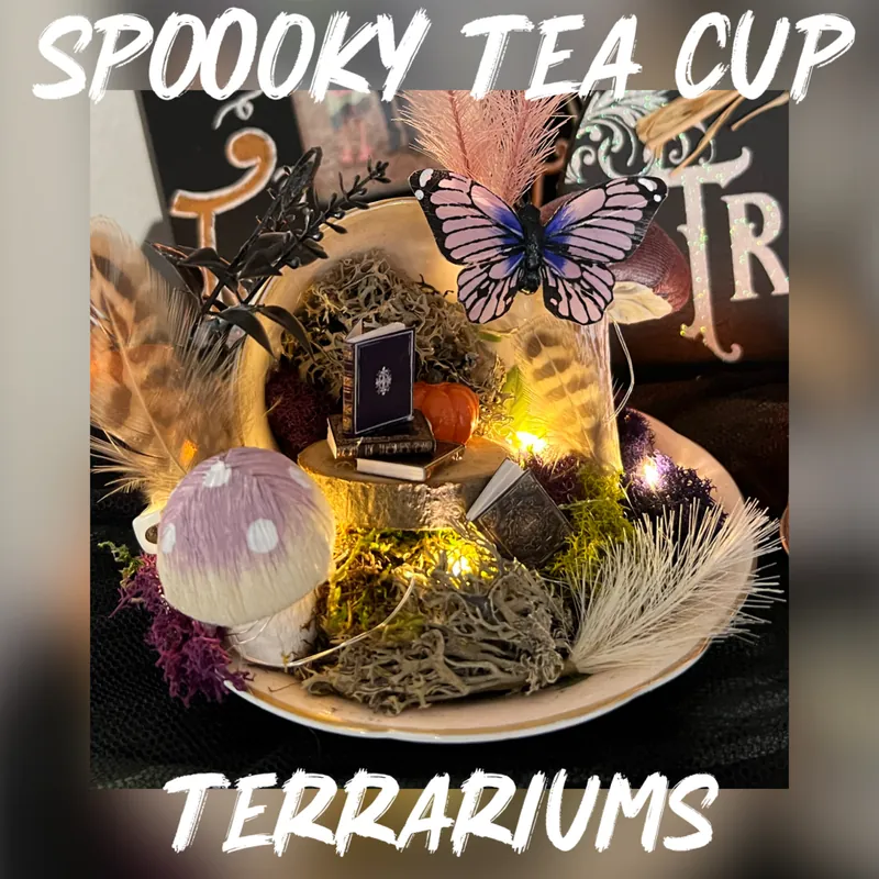 Spooky Tea Cup Terrarium family Workshop