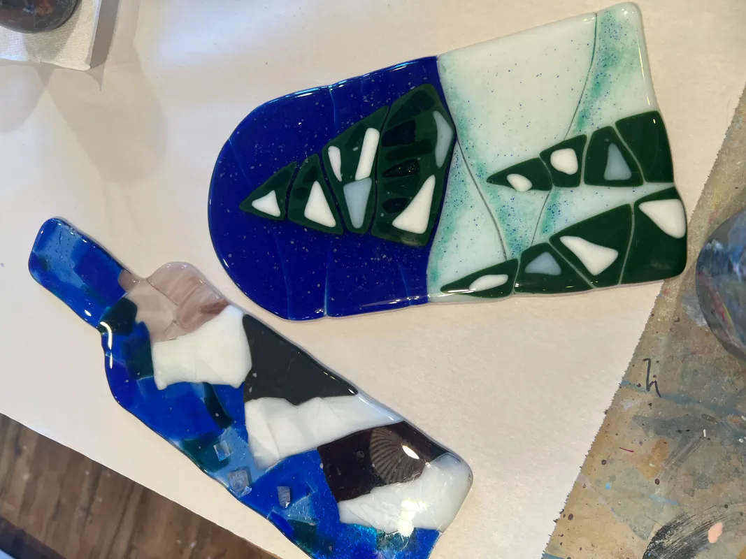 Charcuterie boards/holiday platters glass fusion