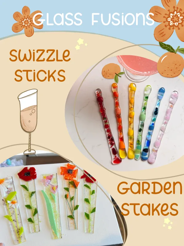 Friday Nights Out - Adult Glass Fusion Garden stakes or Swizzle Sticks