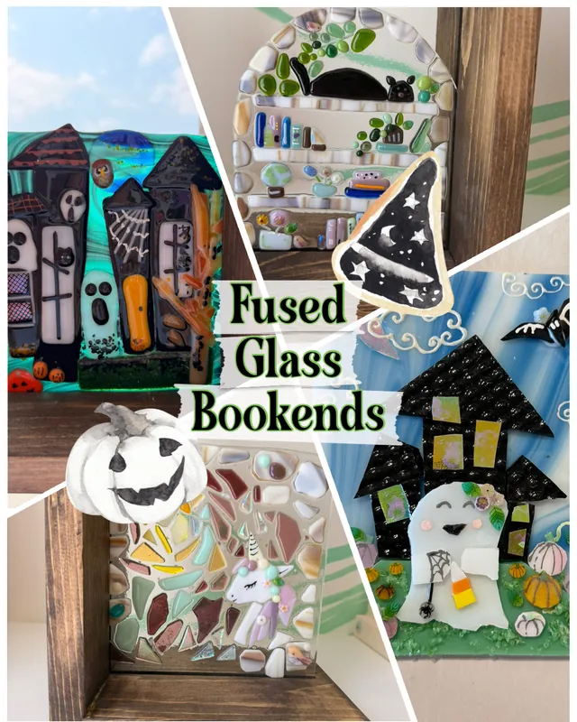 Adult Glass fusion class- Spooky/fall Bookends