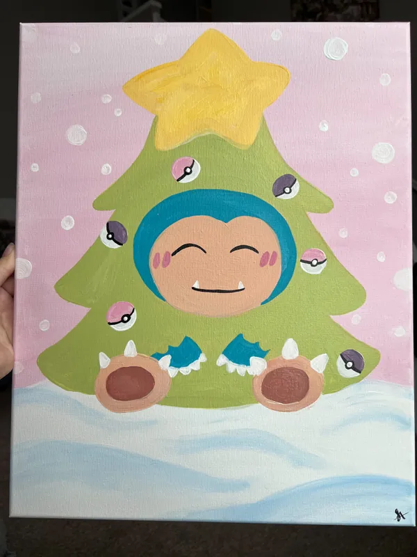 Pokémon and Pizza Party Paint Snorlax Christmas Tree