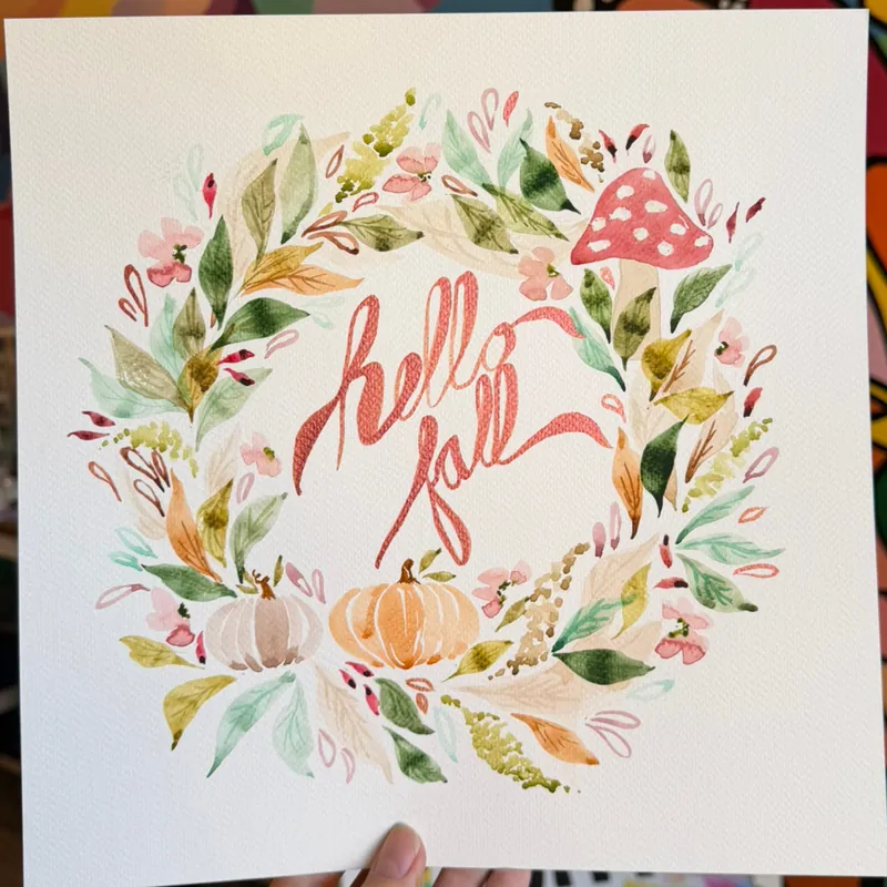 Watercolor Autumnal Wreath Painting class