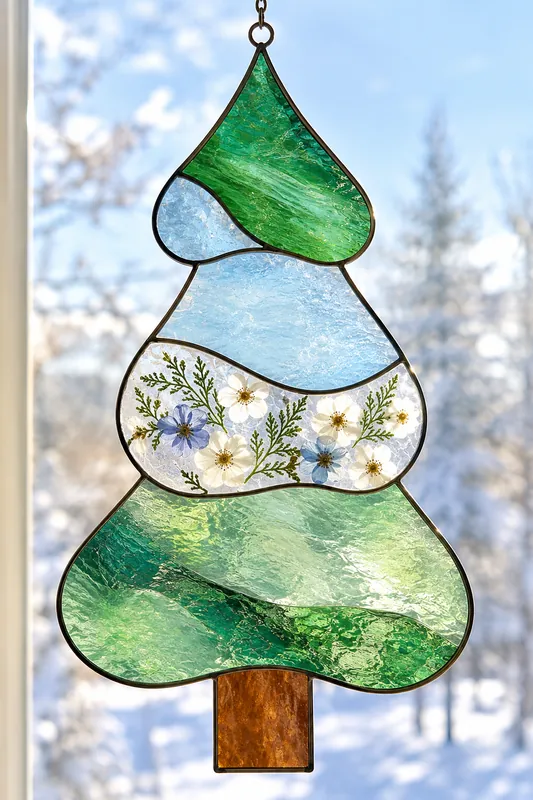 Beginner Stained Glass with Pressed Flowers class (Dinner/Drinks Inc)