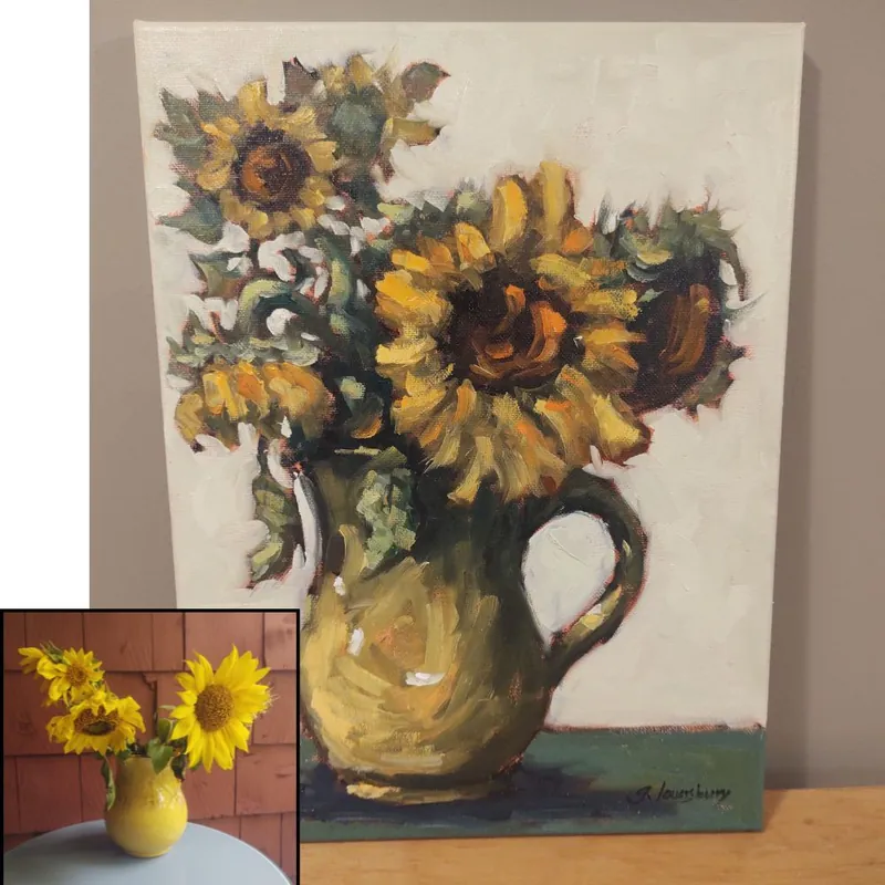Acrylic or Oil Painting: "Sunflowers with Grant Lounsbury"