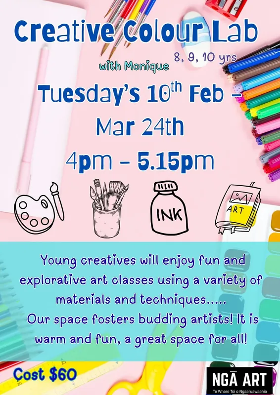 Creative Colour Lab with Monique 8, 9 &10yrs Term 1 2026