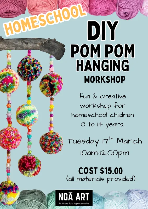 Homeschoolers DIY Pom Pom Hanging Workshop for 8 to 14 year olds