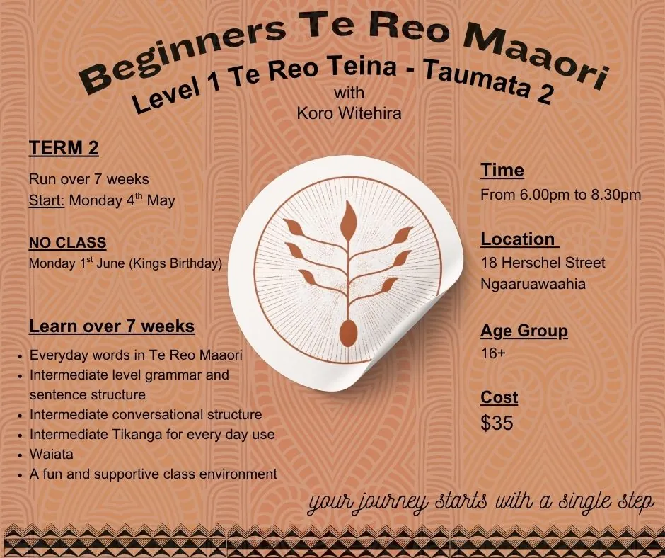 Beginners Te Reo Maaori - Level 1, Te Reo Teina - Taumata 2