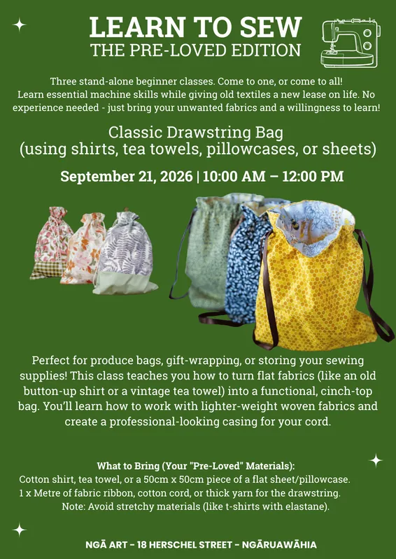 Learn to Sew ✦ The Pre-Loved Edition ✦ Draw String Bags