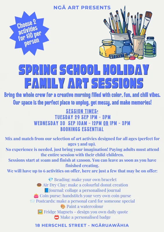 Spring School Holiday Family Art Sessions - Wednesday Afternoon