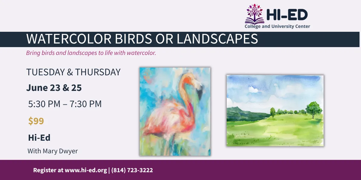 Watercolor Birds or Landscapes (2-part class)