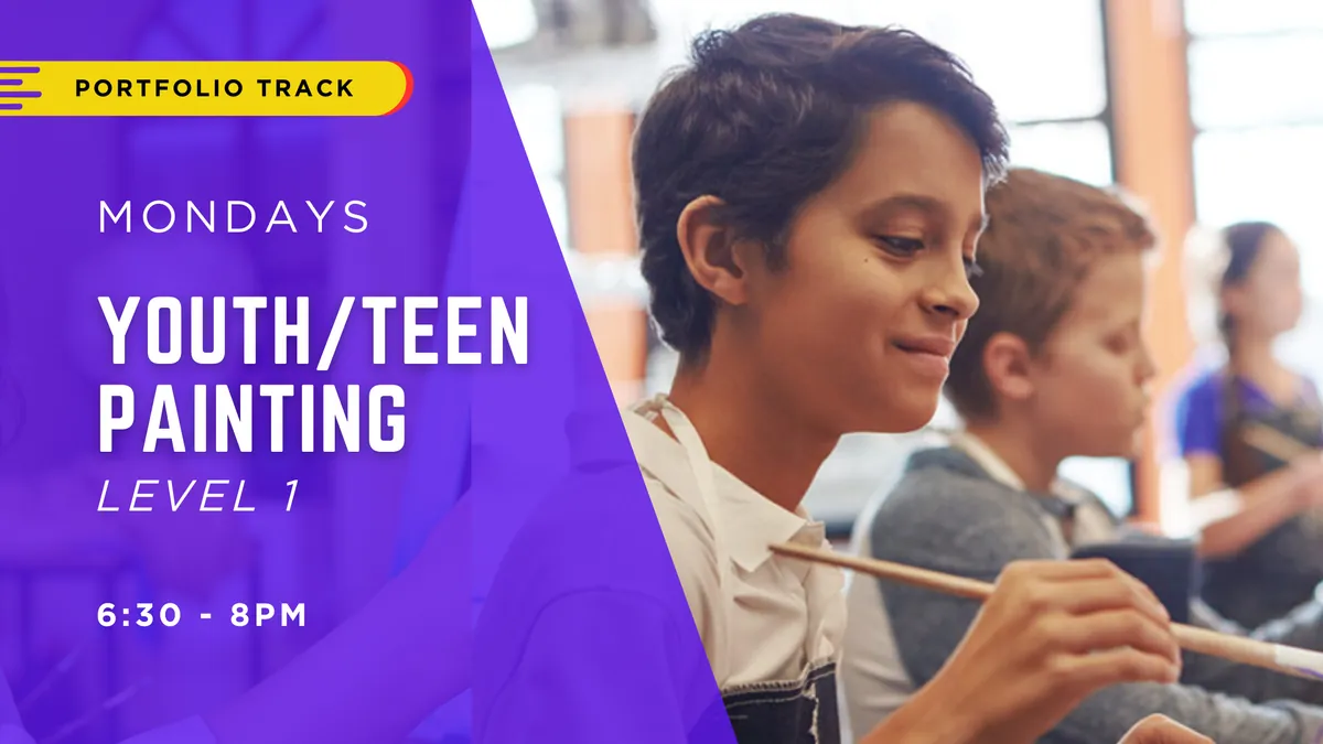 [JAN - MAR] Painting Level 1 – Intermediate Techniques & Narrative Painting | Ages 8+ | Mondays 6:30 -8:pm | 10 Weeks | Portfolio Track