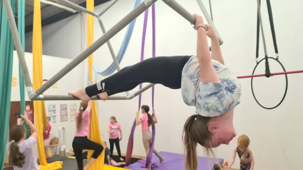 SUNDAYS 2.30 - 4pm   (Trapeze & Aerial Silks) 8 & up (Level 1)
