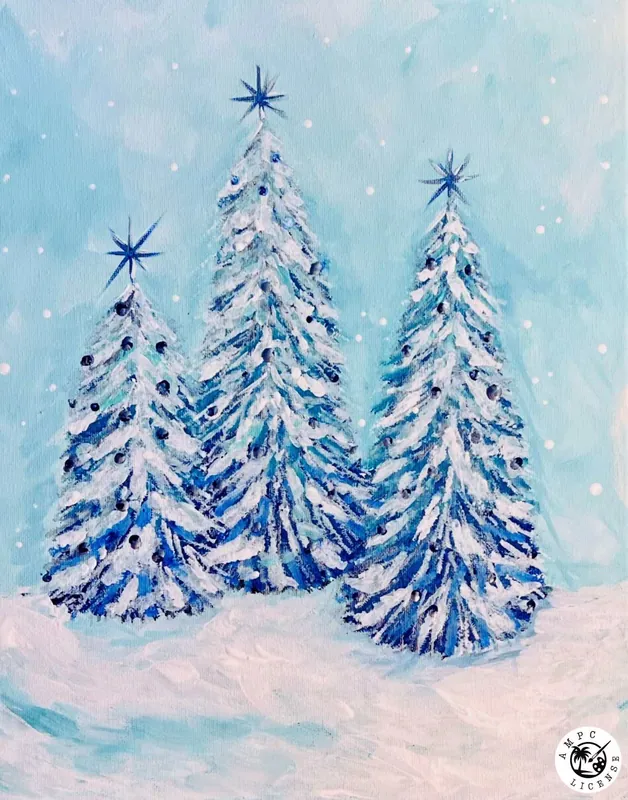 Three Peaceful Trees Canvas Painting!