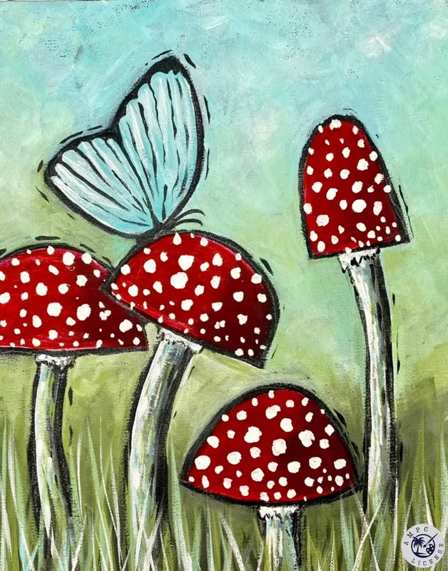 "Woodland Mushroom" Canvas Painting/All Ages