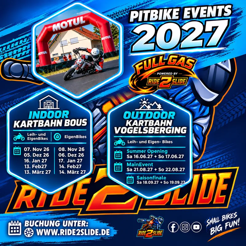 Summer Opening auf der Kartbahn Vogelsbergring in Wächtersbach  Leih-Pitbikes und eigene Pitbikes | Pocketbikes | Scooter