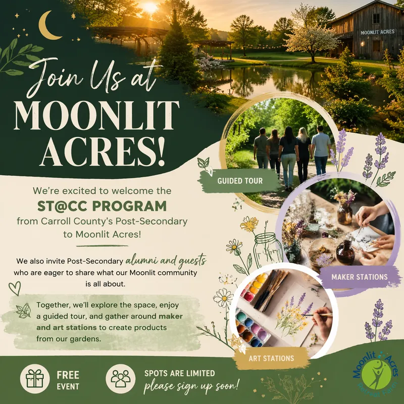 Create & Connect at Moonlit Acres with the ST@CC students!