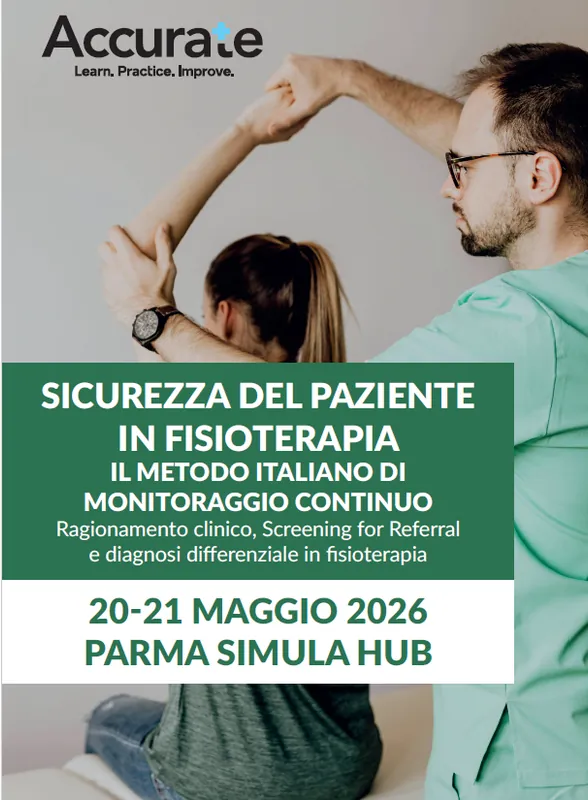 Corso ECM "SICUREZZA DEL PAZIENTE IN FISIOTERAPIA. IL METODO ITALIANO DI MONITORAGGIO CONTINUO. Ragionamento clinico, Screening for Referral e diagnosi differenziale in fisioterapia"