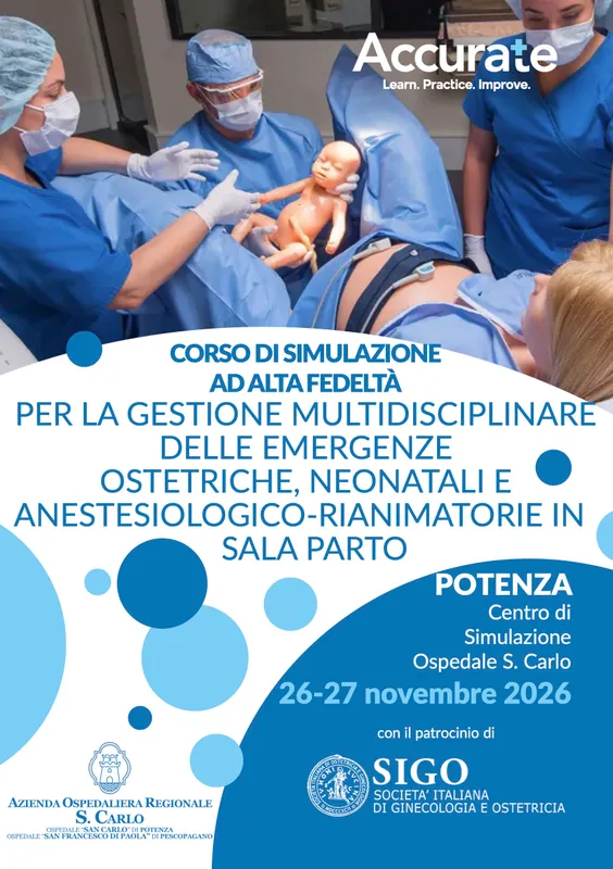 CORSO DI SIMULAZIONE  AD ALTA FEDELTÀ  PER LA GESTIONE MULTIDISCIPLINARE DELLE EMERGENZE  OSTETRICHE, NEONATALI E ANESTESIOLOGICO-RIANIMATORIE IN SALA PARTO