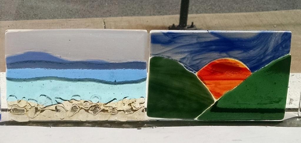 Fused Glass Ocean Landscape